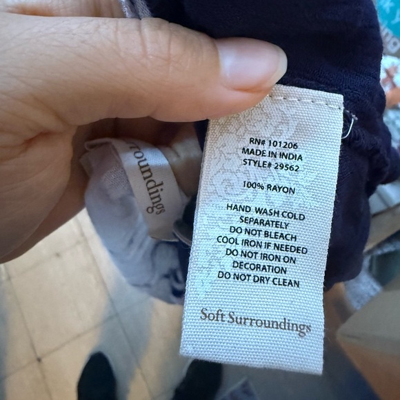 Soft Surroundings Navy Blue Tie Dye Beaded Kimono - Picture 3 of 5